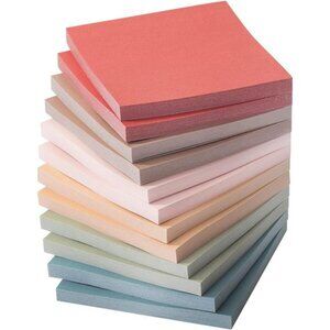 Multicolored‎ Sticky Notes, 3”x3”, 12 Pads, Vintage Colors Pad Sticky Notes